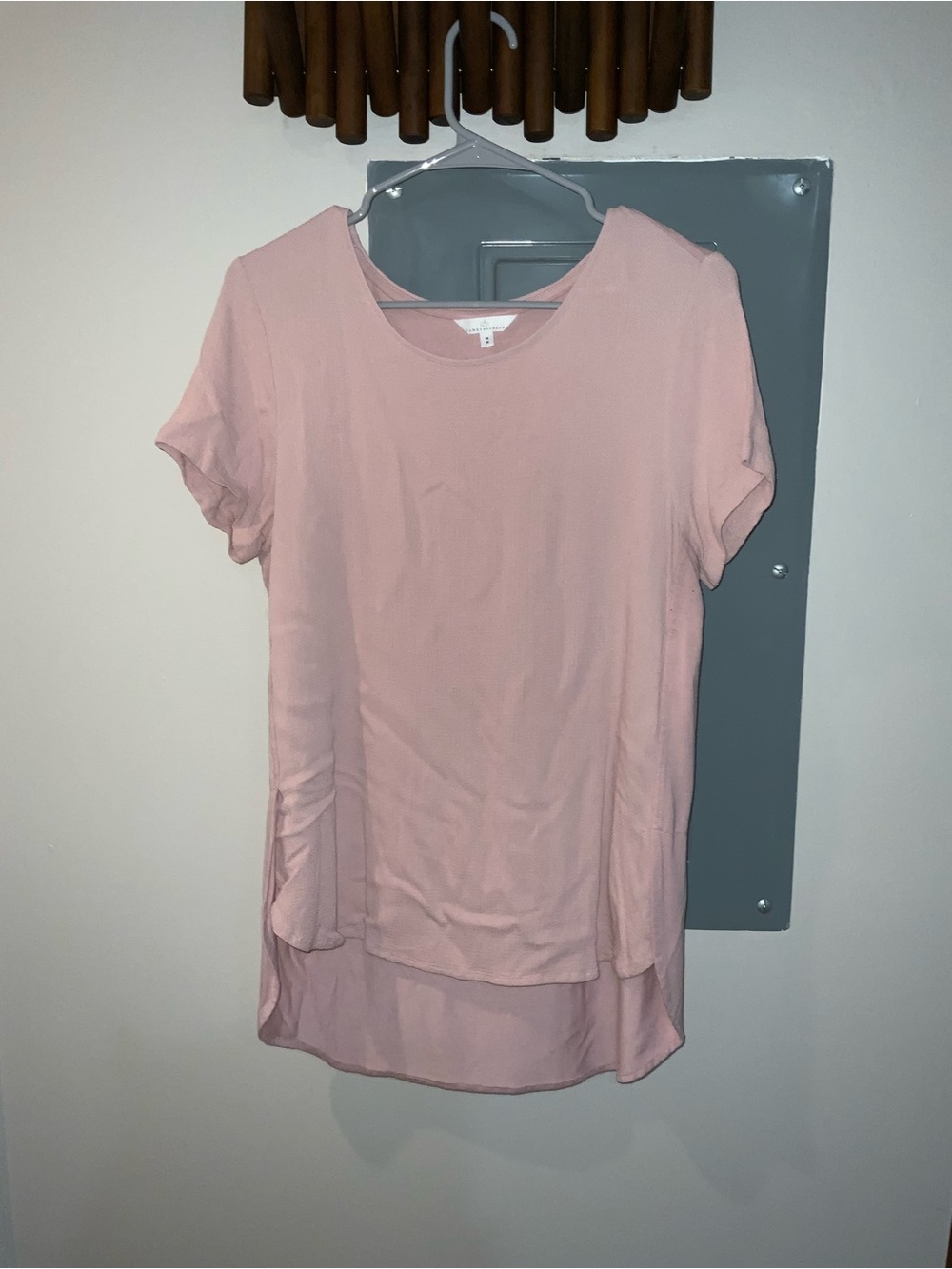 Women's Light Pink Short Sleeve Layered Tunic Top